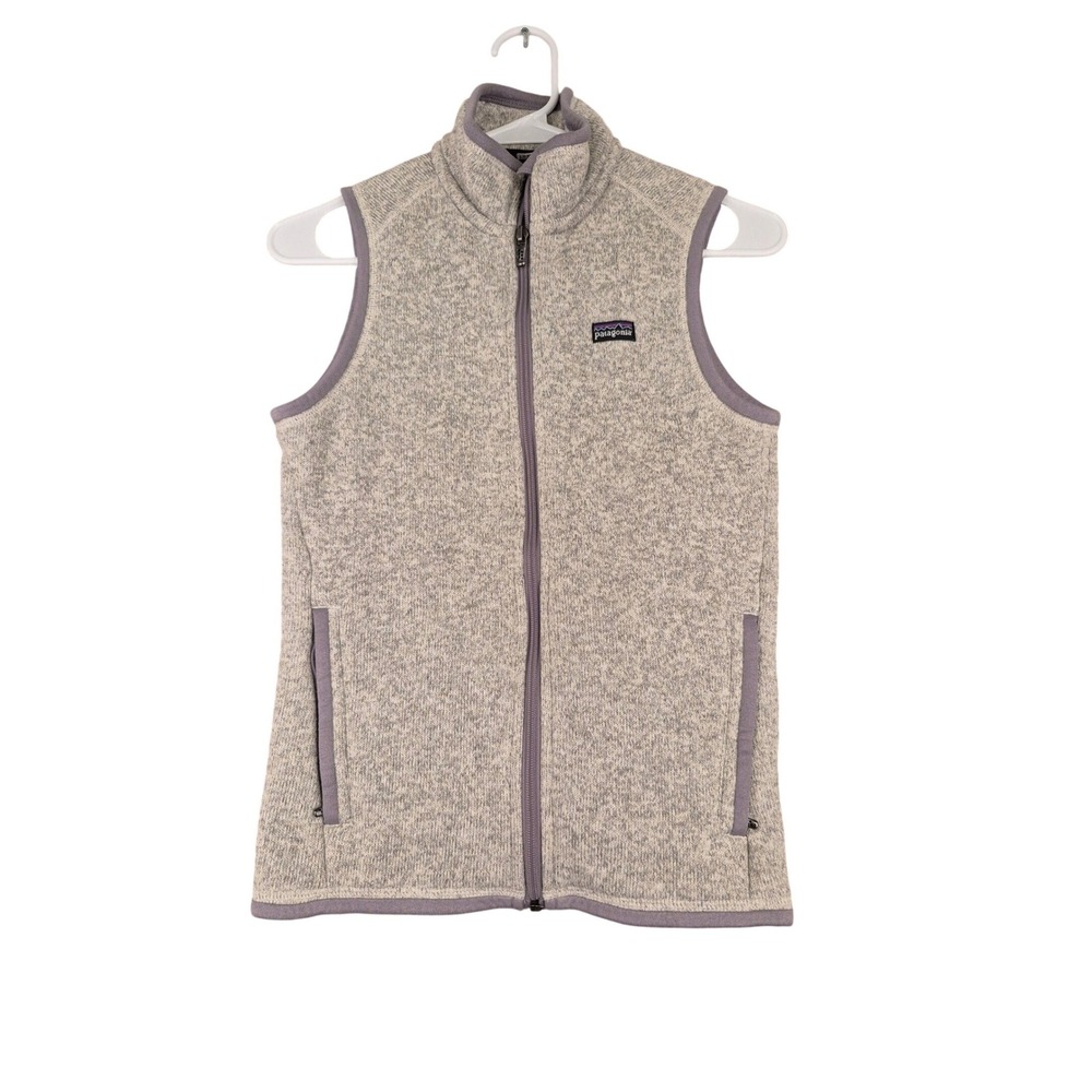 Patagonia Better Sweater Fleece Vest Womens XS Gray Purple Trim Full Zip Jacket